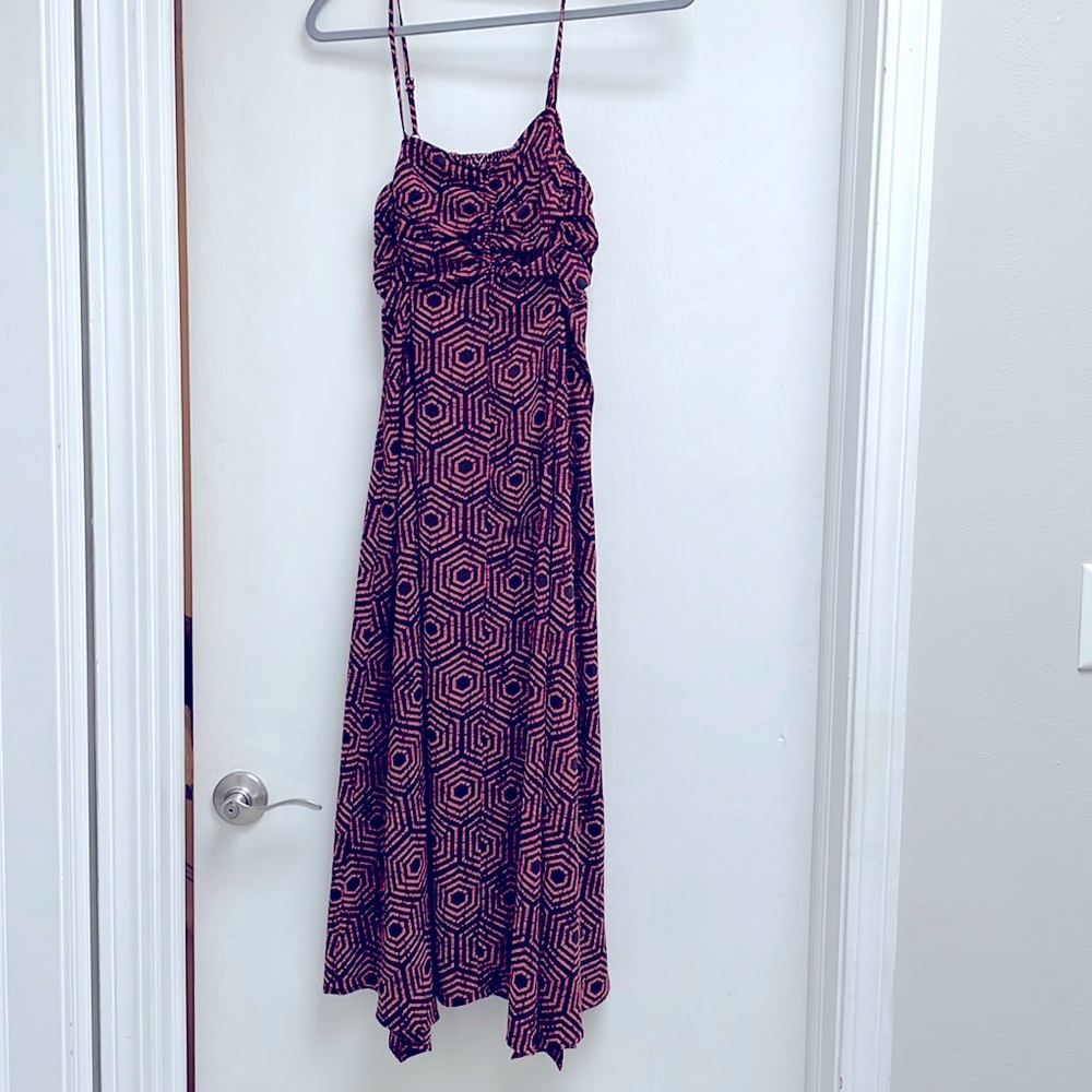 Urban Outfitters black/orange spaghetti straps dress, Maxi, Size SP w/Side Slit